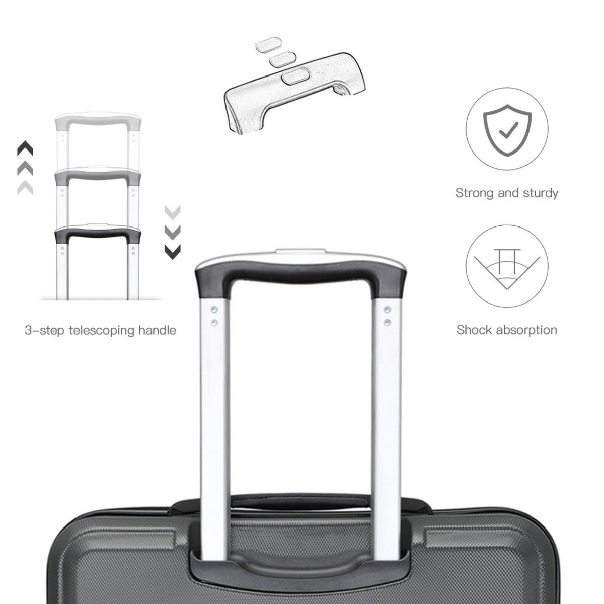 K1871-1L - Kono ABS 24 Inch Sculpted Horizontal Design Suitcase