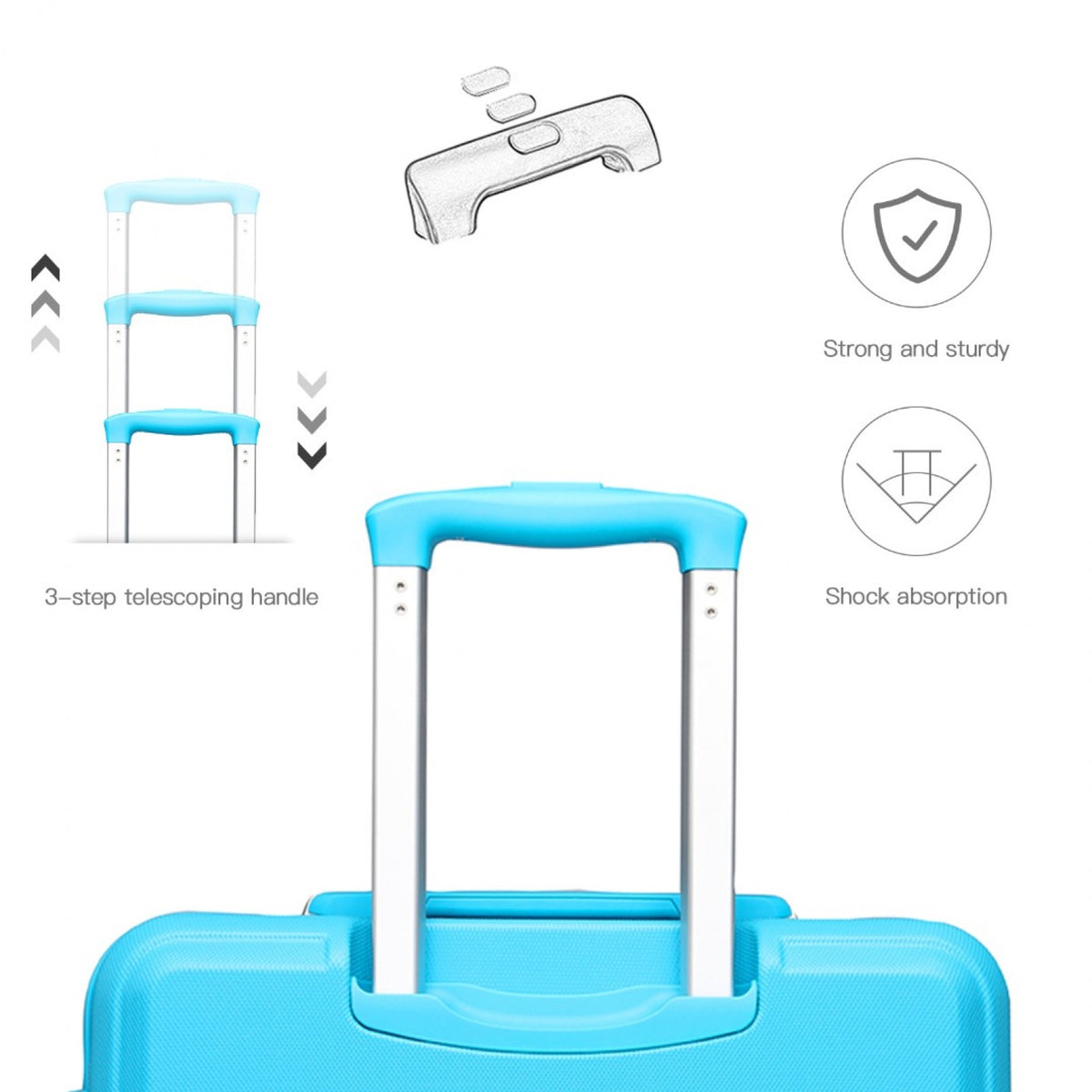 K1871-1L - Kono ABS 24 Inch Sculpted Horizontal Design Suitcase