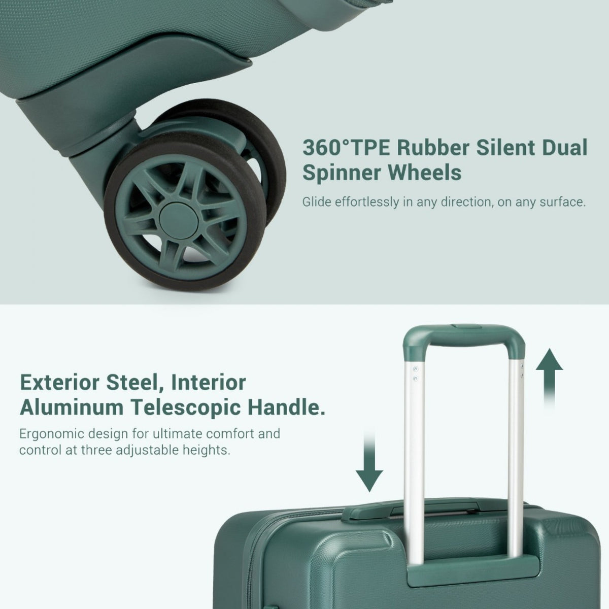 KSK2494 - Kono 24 Inch Minimalist Hard Shell ABS+PC Check-In Suitcase with TSA Lock 360° Spinner Wheels