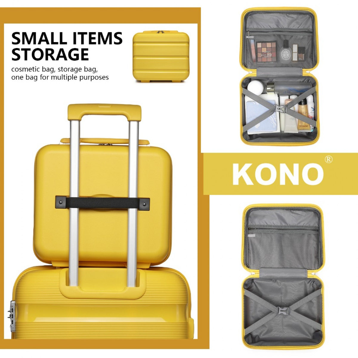 Kono 14" K2092L - Bright Hard Shell PP Vanity Case