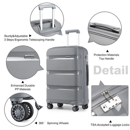 Kono 24" K2092L - Bright Hard Shell PP Suitcase - Classic Collection