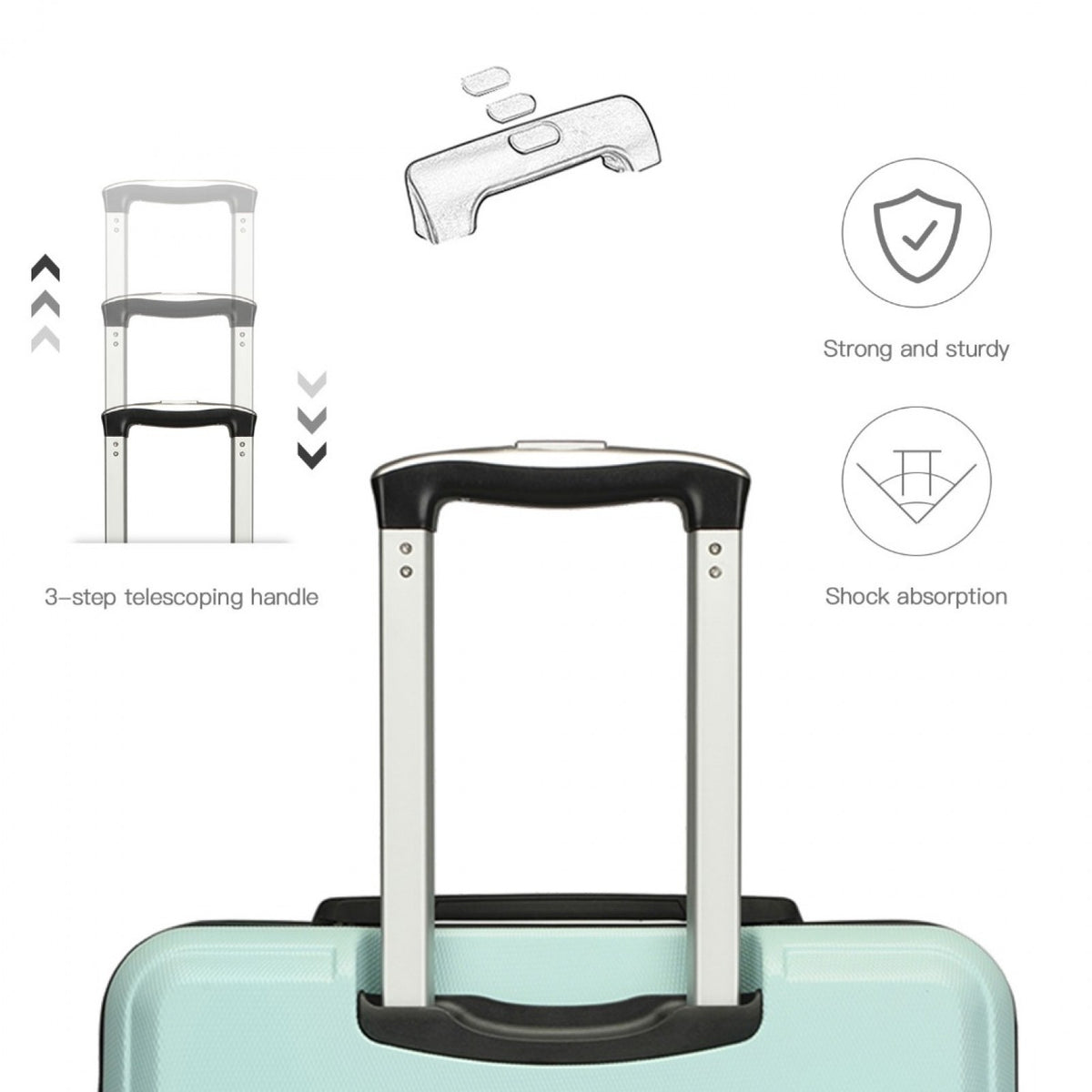 K1871-1L - Kono ABS 24 Inch Sculpted Horizontal Design Suitcase