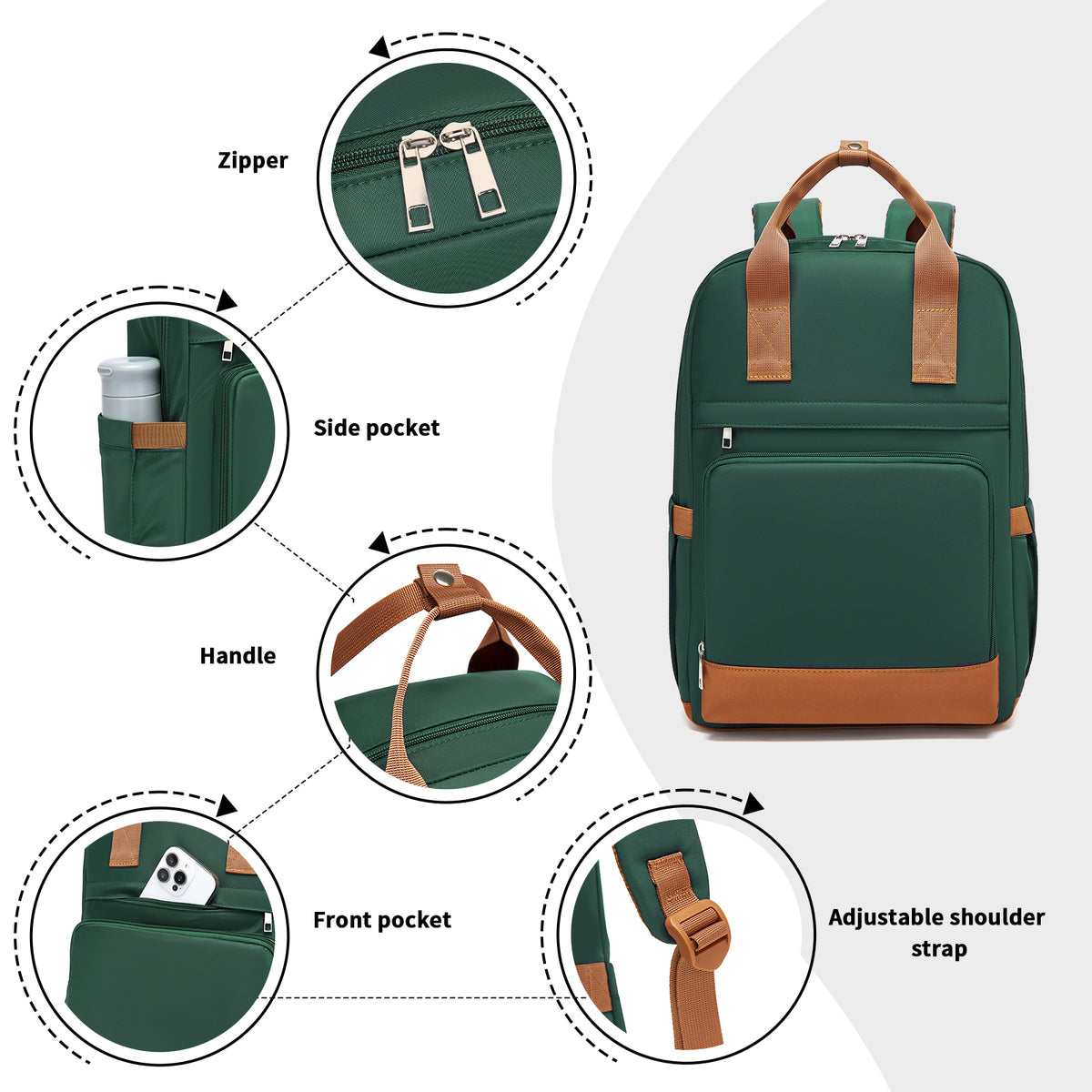 BPK2502 - Kono Casual Contemporary Backpack with Laptop Sleeve & Padded Straps for Daily Commute