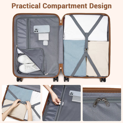 KSK2592+EA2212 - Kono 3‑Piece ABS+PC Suitcase Set with Travel Bag & Toiletry Pouch