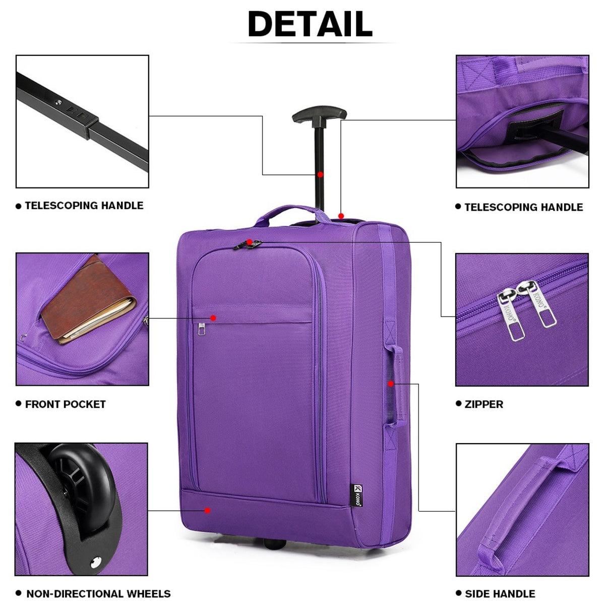 K1873-2 - Kono CABIN SIZE SOFT SHELL HAND LUGGAGE