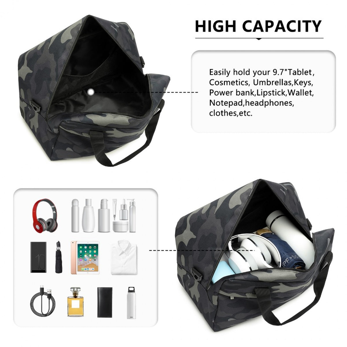 E1960M - Kono Lightweight Multi Purpose Unisex Sports Travel Duffel Bag