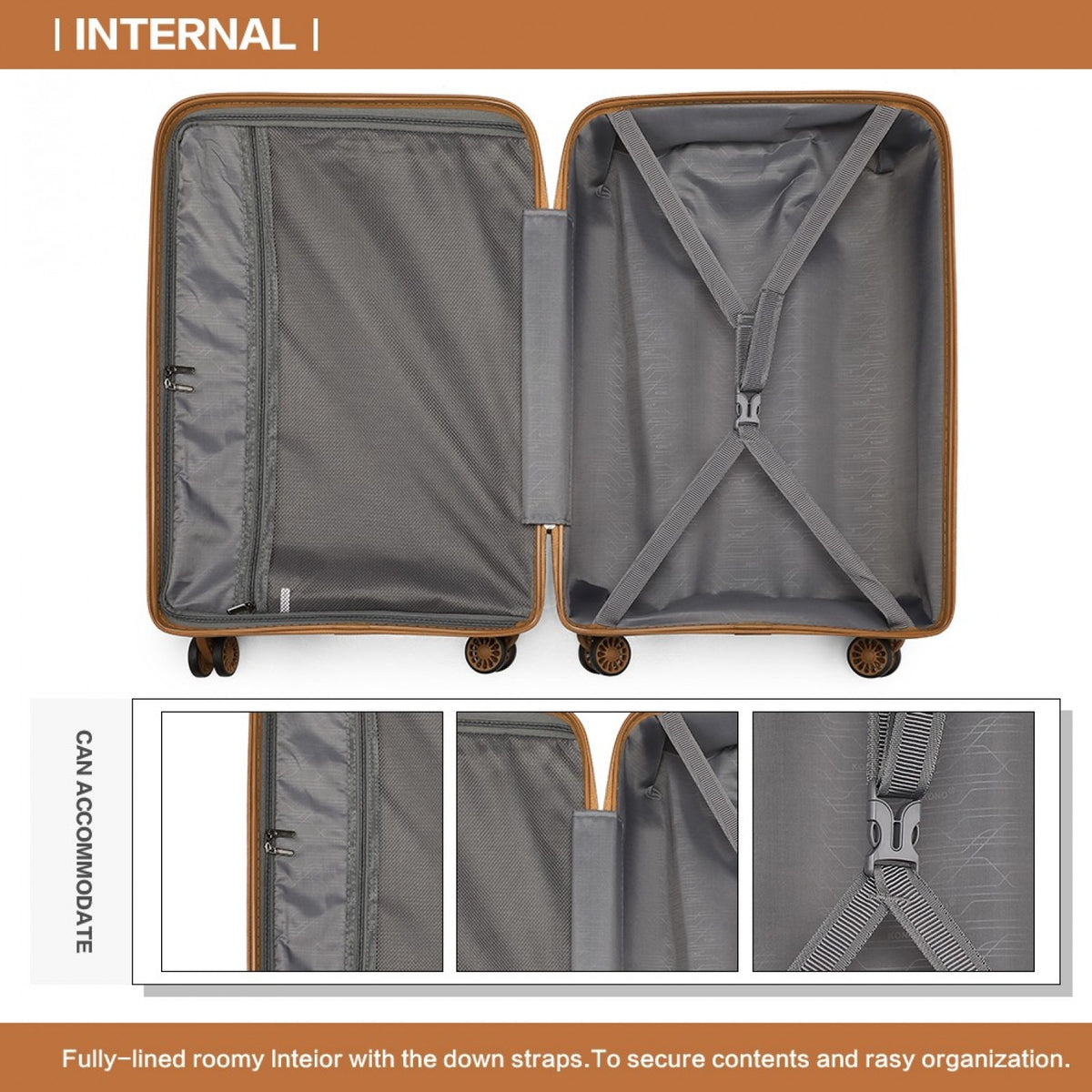 Kono 24" K2092L - Bright Hard Shell PP Suitcase - Classic Collection
