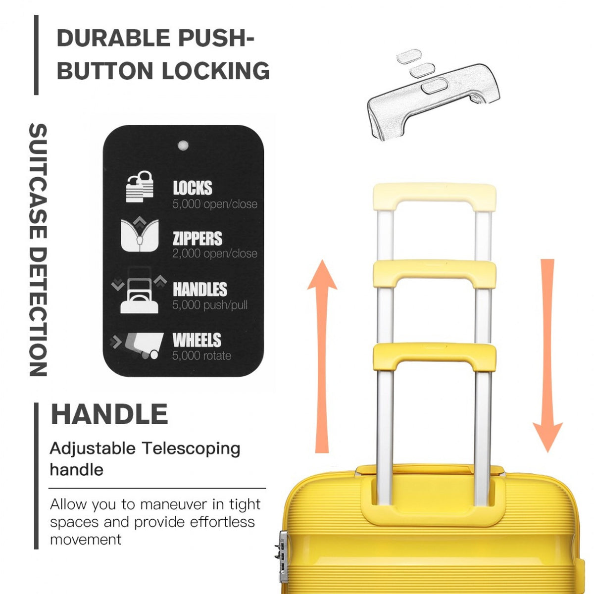 Kono 24" K2092L - Bright Hard Shell PP Suitcase - Classic Collection