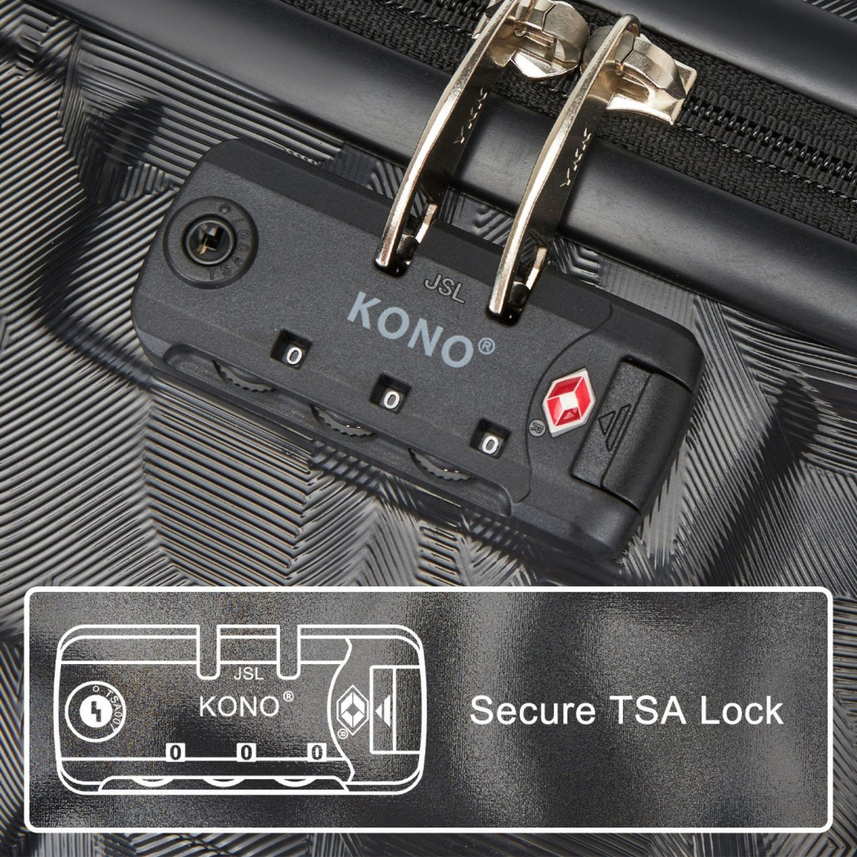 K1871-1L - Kono ABS 24 Inch Sculpted Horizontal Design Suitcase