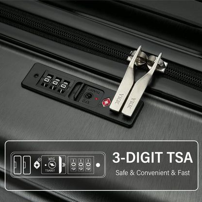 Kono 20" KSK2493 - Durable ABS+PC Carry-On Hardshell Suitcase with TSA Lock & Front Laptop Compartment