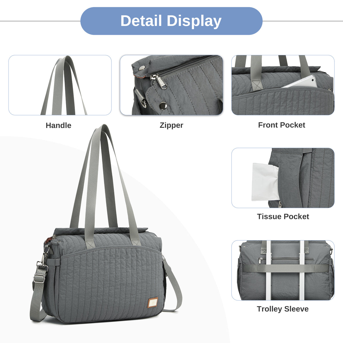 BCM2517 - Miss Lulu Stylish and Spacious Maternity Diaper Bag with Insulated Baby Bottle Pockets,Wet-Dry Separation,Stroller Strap