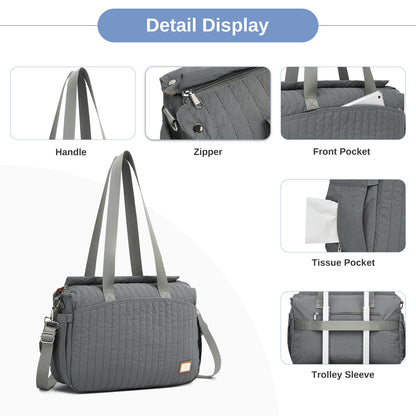 BCM2517 - Miss Lulu Stylish and Spacious Maternity Diaper Bag with Insulated Baby Bottle Pockets,Wet-Dry Separation,Stroller Strap