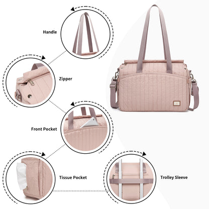BCM2517 - Miss Lulu Stylish and Spacious Maternity Diaper Bag with Insulated Baby Bottle Pockets,Wet-Dry Separation,Stroller Strap