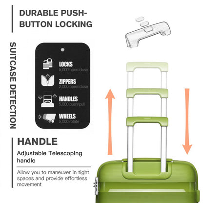 Kono 24" K2092L - Bright Hard Shell PP Suitcase - Classic Collection