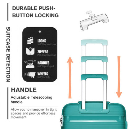 Kono 24" K2092L - Bright Hard Shell PP Suitcase - Classic Collection