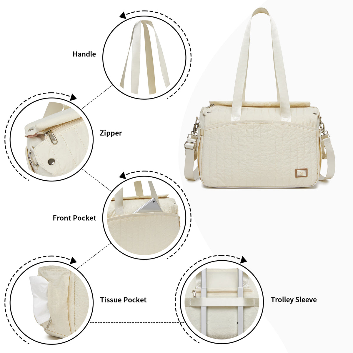BCM2517 - Miss Lulu Stylish and Spacious Maternity Diaper Bag with Insulated Baby Bottle Pockets,Wet-Dry Separation,Stroller Strap