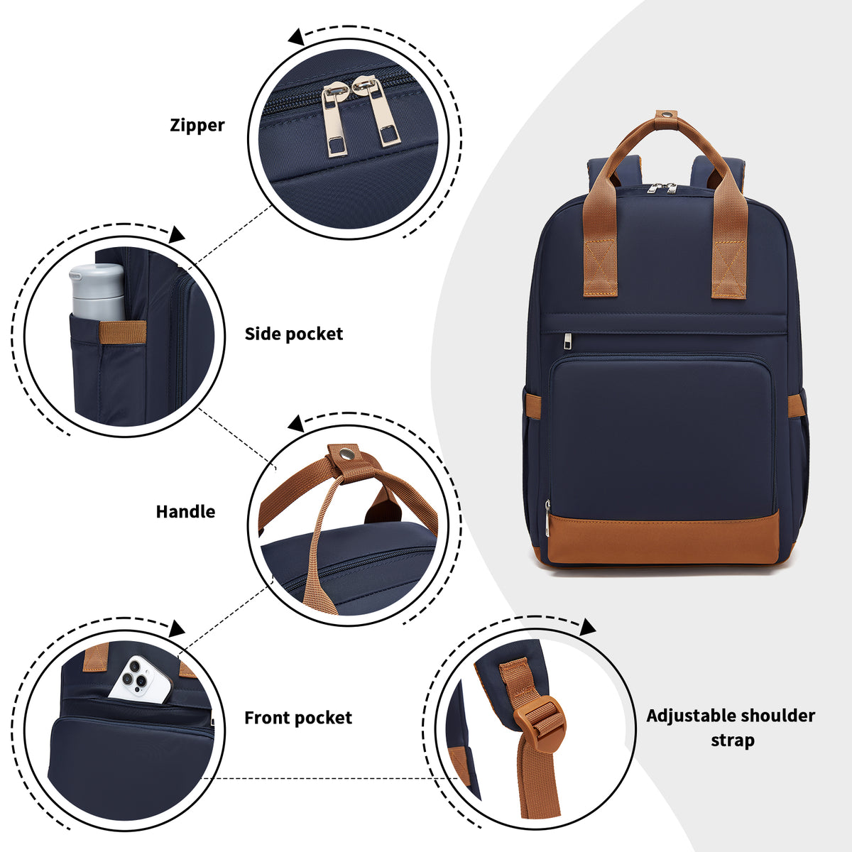 BPK2502 - Kono Casual Contemporary Backpack with Laptop Sleeve & Padded Straps for Daily Commute