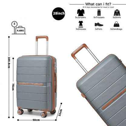 British Traveller K2392L - 3 Pcs Multi-Texture Polypropylene Hard Shell Suitcase With TSA Lock