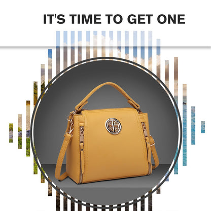 E1851 - Miss Lulu Leather Look Dual Zipped Handbag