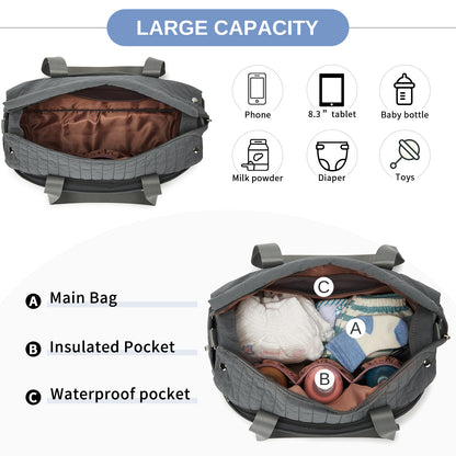 BCM2517 - Miss Lulu Stylish and Spacious Maternity Diaper Bag with Insulated Baby Bottle Pockets,Wet-Dry Separation,Stroller Strap