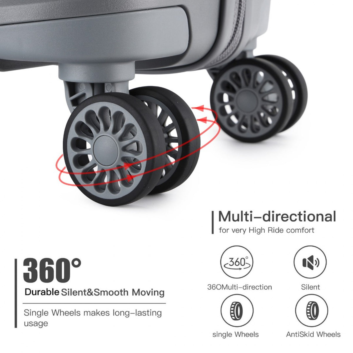 Kono 24" K2092L - Bright Hard Shell PP Suitcase - Classic Collection