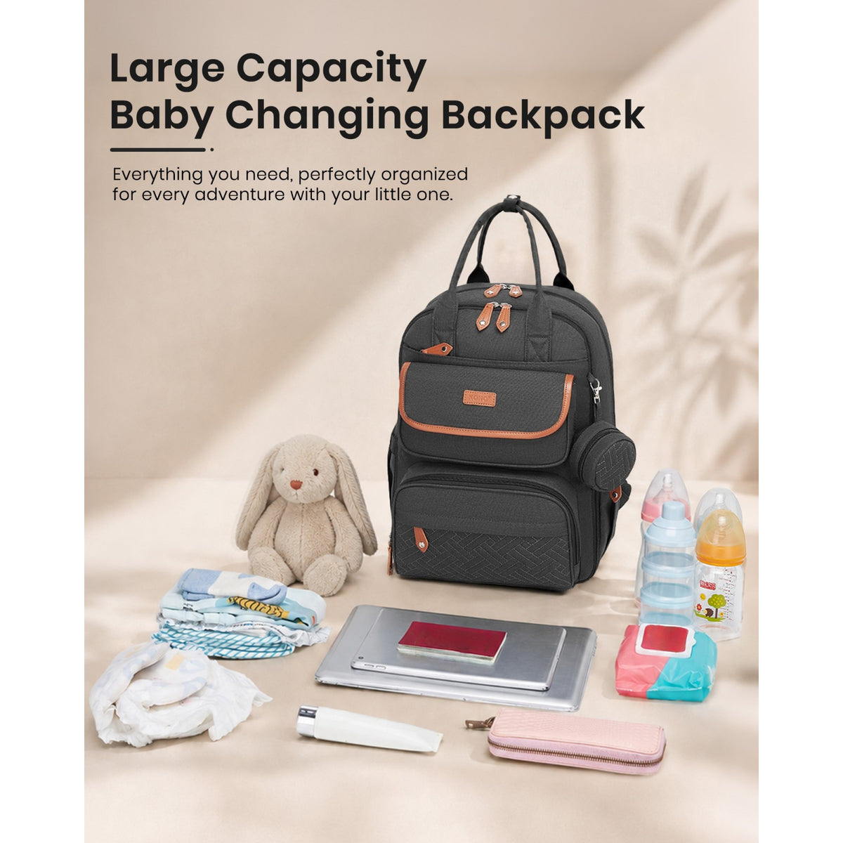 BCK2615 - Kono 3-in-1 Mummy Nappy Backpack Set with Changing Mat & Insulated Pacifier Pouch
