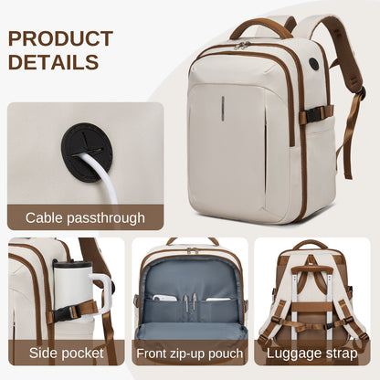 BPK2602- Kono Cabin Approved Carry On Backpack 40×30×20cm, Water Resistant 15.6 Inch Laptop Travel Rucksack with Dry-wet Separation Pouch