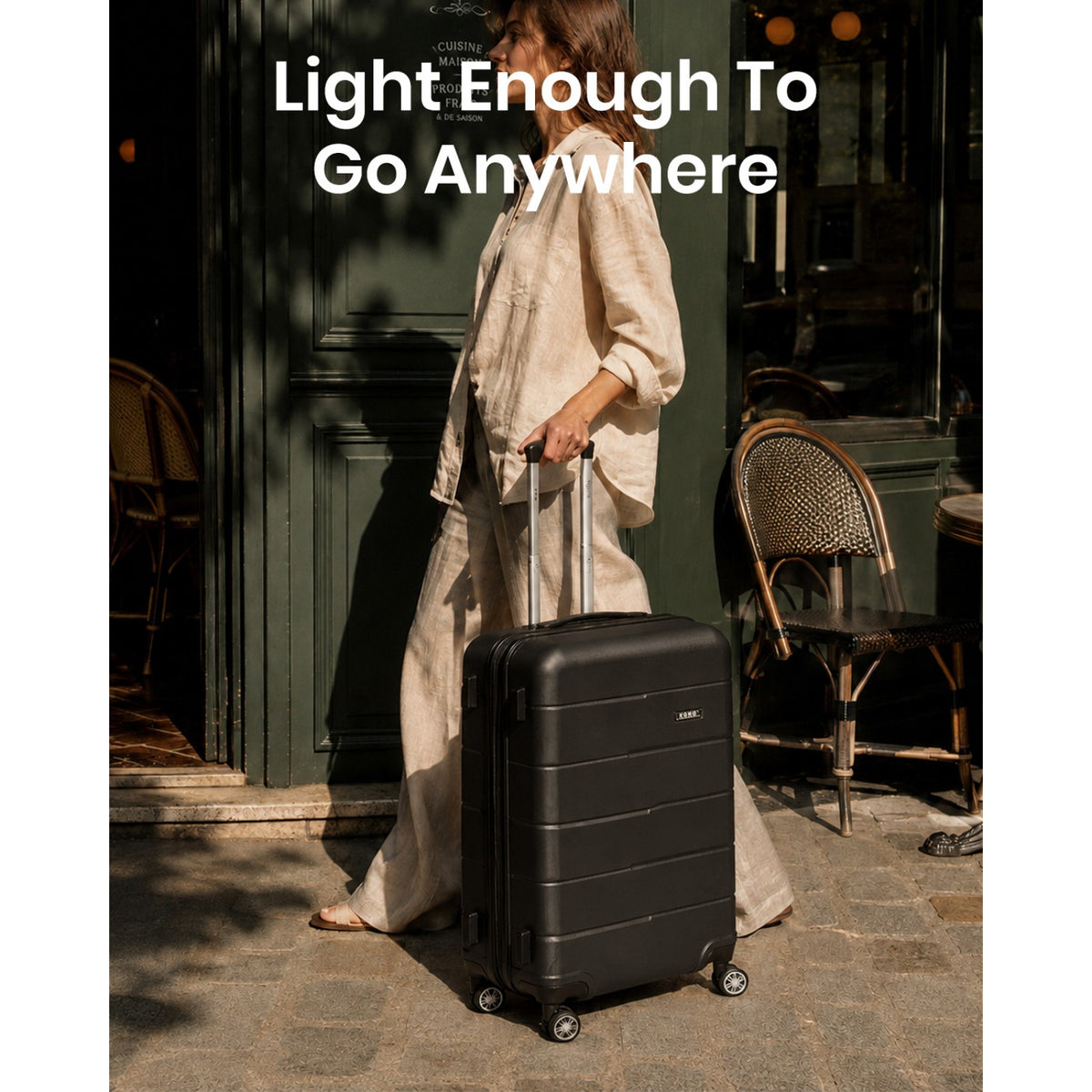 KSK2694 - Kono 28 Inch PC Hard Shell Suitcase, Large Check‑in Luggage with Silent Wheels & Organised Interior - Black