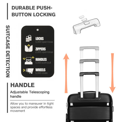 Kono 24" K2092L - Bright Hard Shell PP Suitcase - Classic Collection