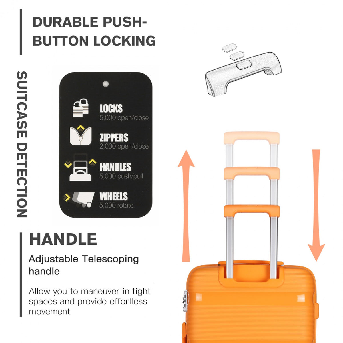 Kono 24" K2092L - Bright Hard Shell PP Suitcase - Classic Collection