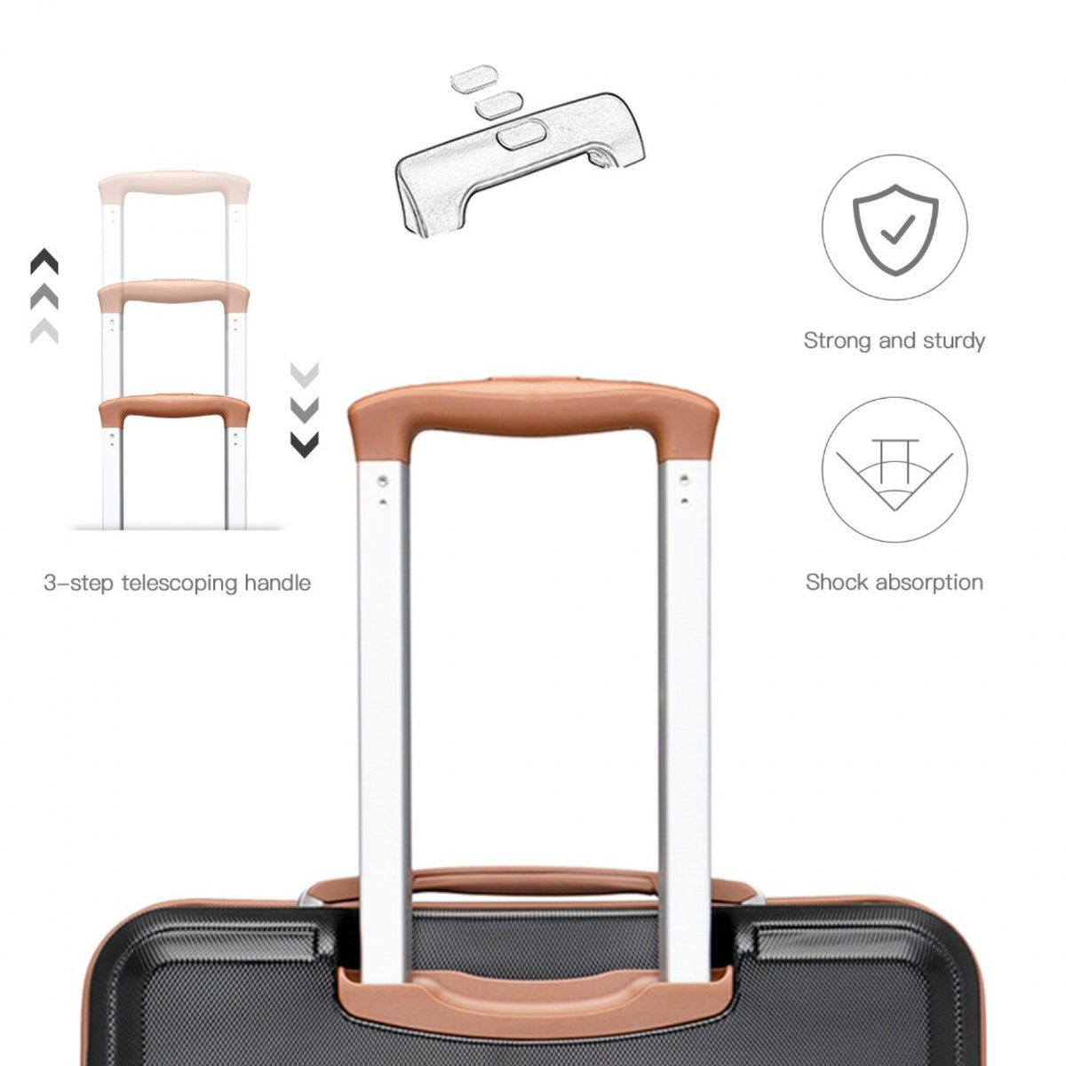 K1871-1L - Kono ABS 24 Inch Sculpted Horizontal Design Suitcase