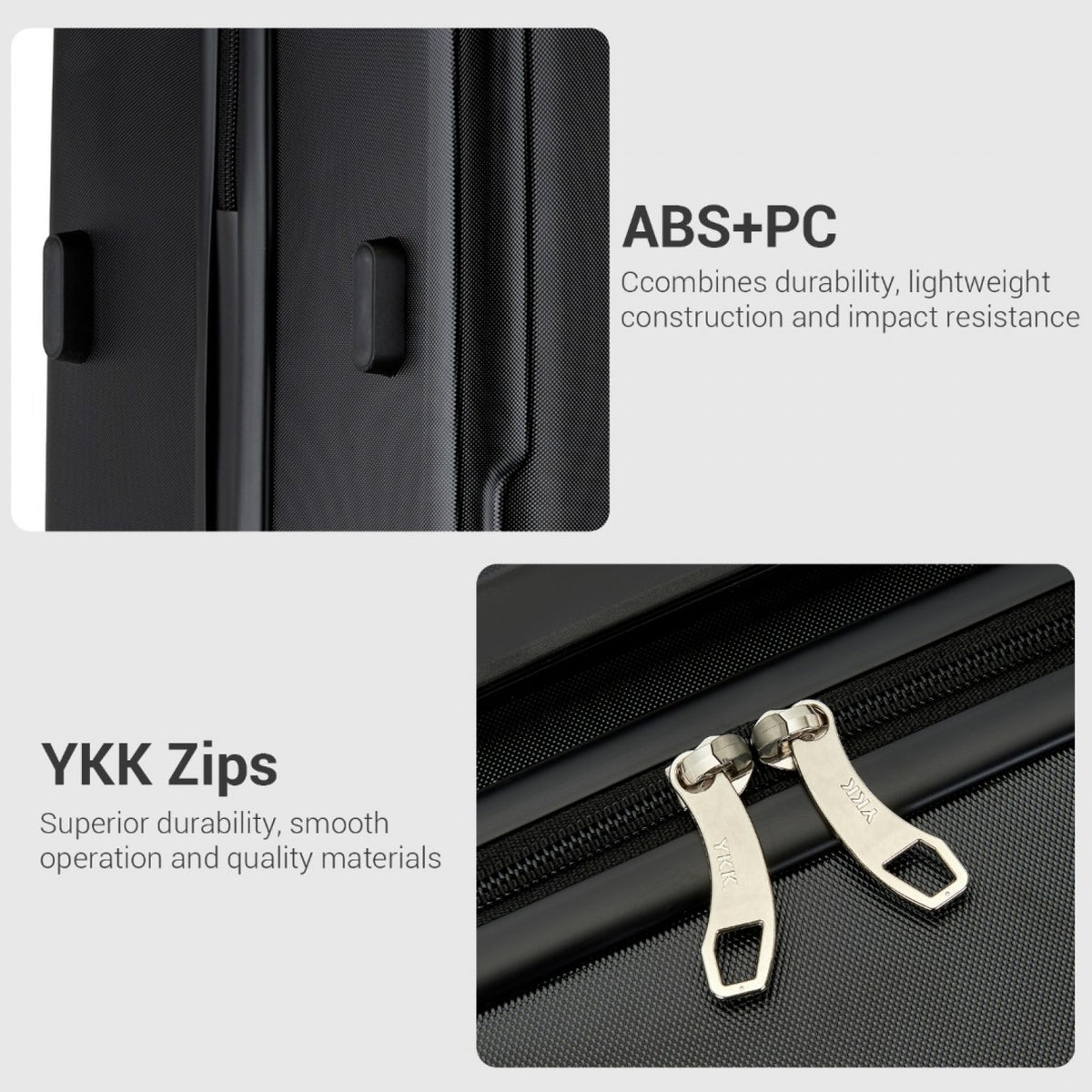 KSK2494 - Kono 28 Inch Minimalist Hard Shell ABS+PC Check-In Suitcase with TSA Lock 360° Spinner Wheels - Black