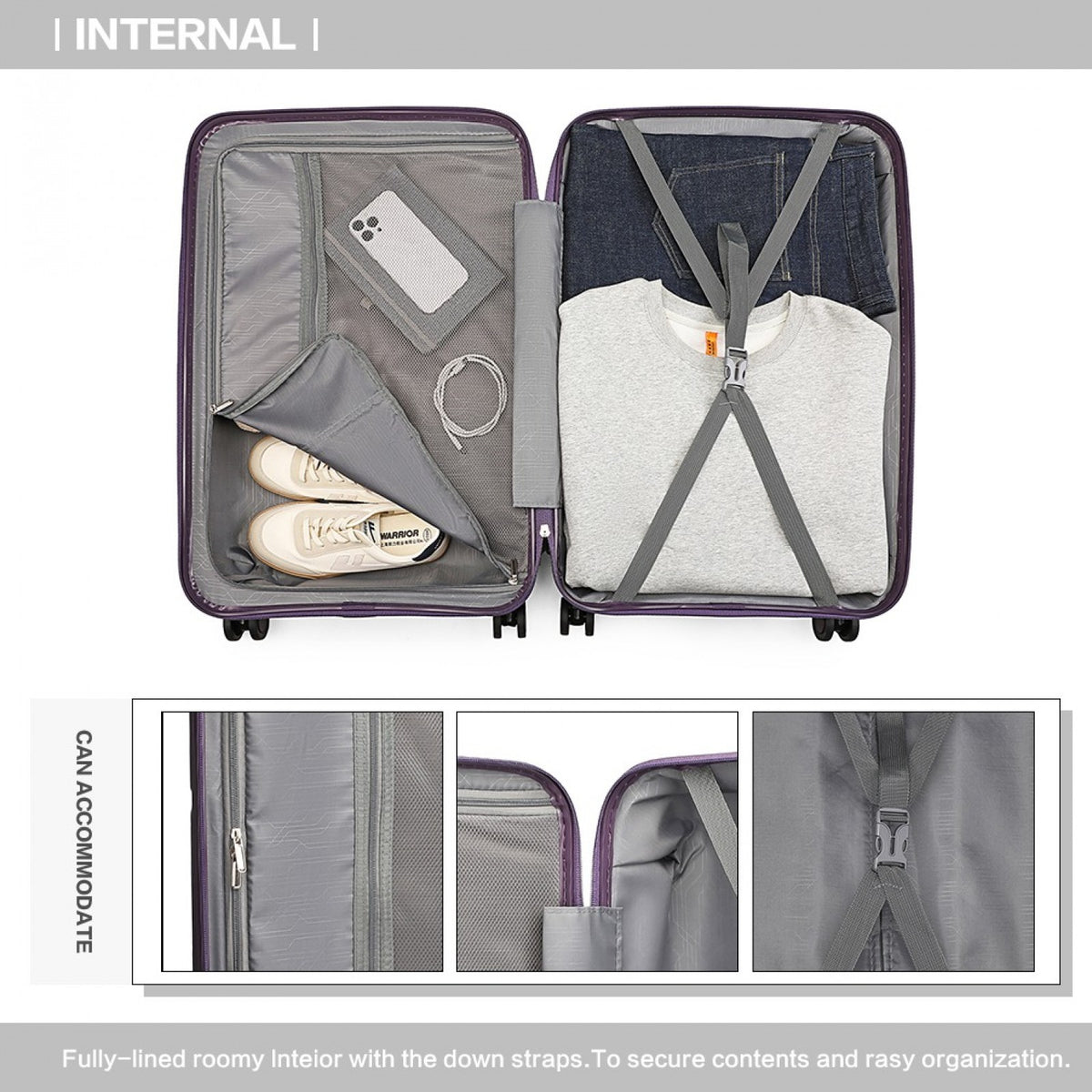 British Traveller 20" K2393L - Spinner Hard Shell PP Suitcase With TSA Lock