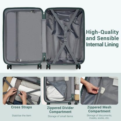 Kono 20" KSK2494 - Cabin Size Minimalist Hard Shell ABS+PC Carry-On Suitcase with TSA Lock 360° Spinner Wheels - Blue