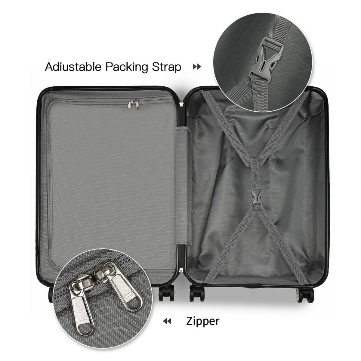 K1871-1L - Kono ABS 24 Inch Sculpted Horizontal Design Suitcase