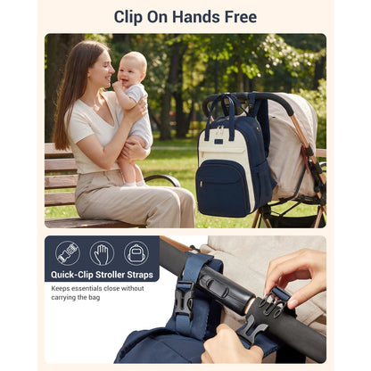 BCK2623 - Kono 2-in-1 Nappy Changing Backpack Set, Large Capacity Diaper Bag With Changing Mat - Black