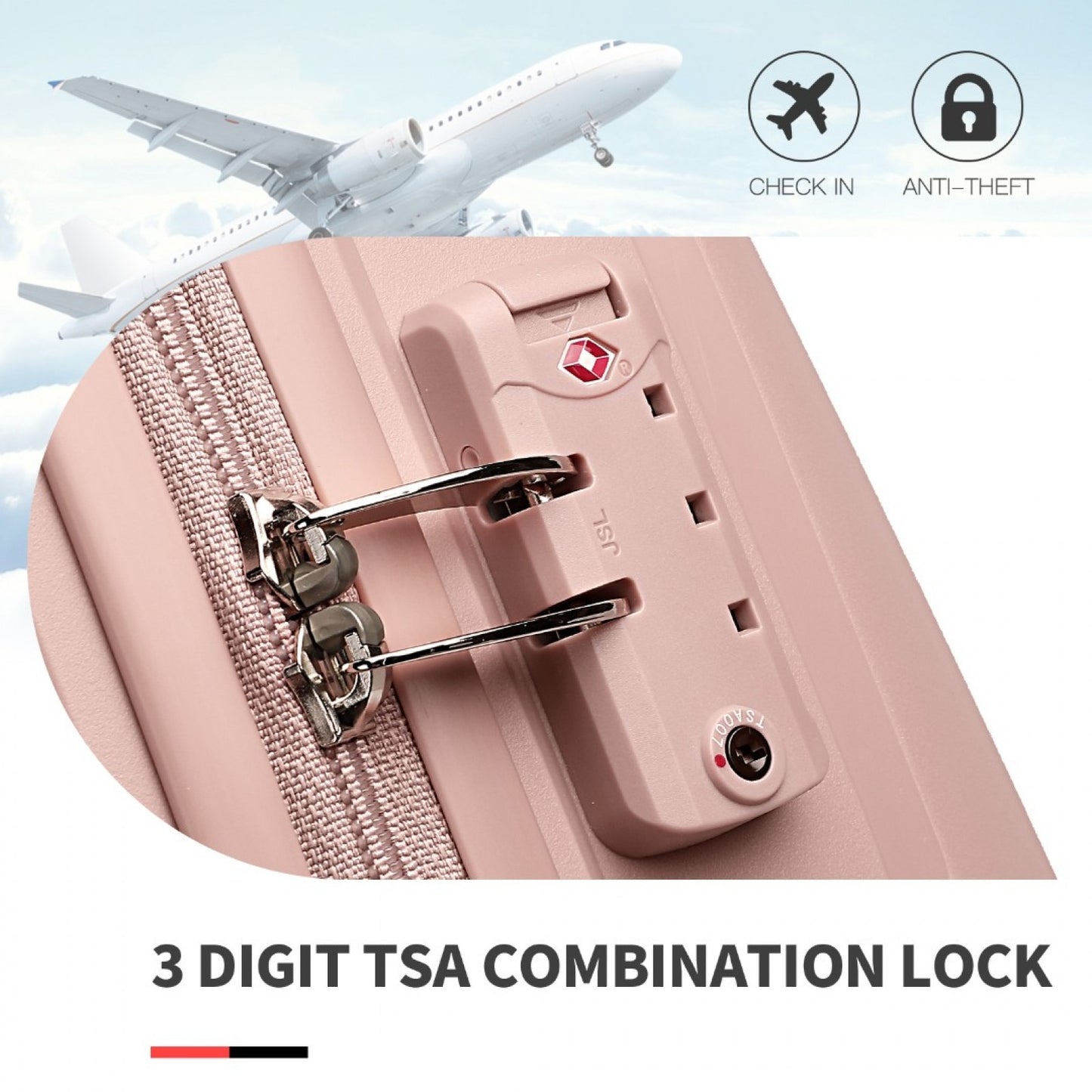 British Traveller K2393L - 4 Pcs Set Spinner Hard Shell PP Suitcase With TSA Lock And Vanity Case
