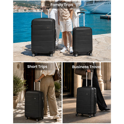 KSK2694 - Kono 28 Inch PC Hard Shell Suitcase, Large Check‑in Luggage with Silent Wheels & Organised Interior - Black