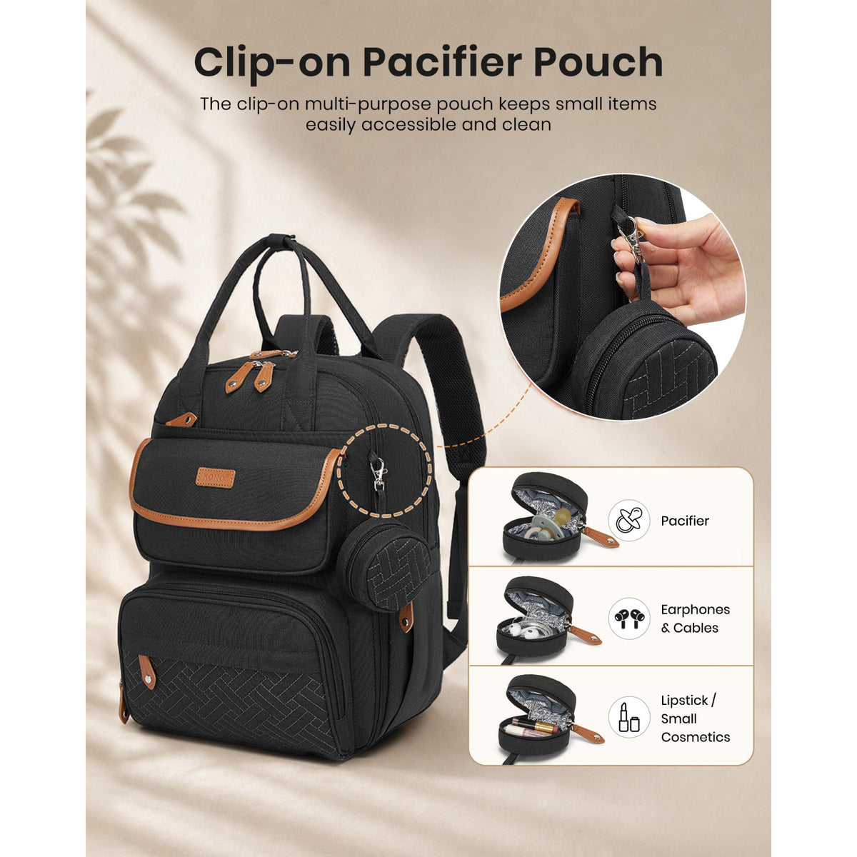 BCK2615 - Kono 3-in-1 Mummy Nappy Backpack Set with Changing Mat & Insulated Pacifier Pouch
