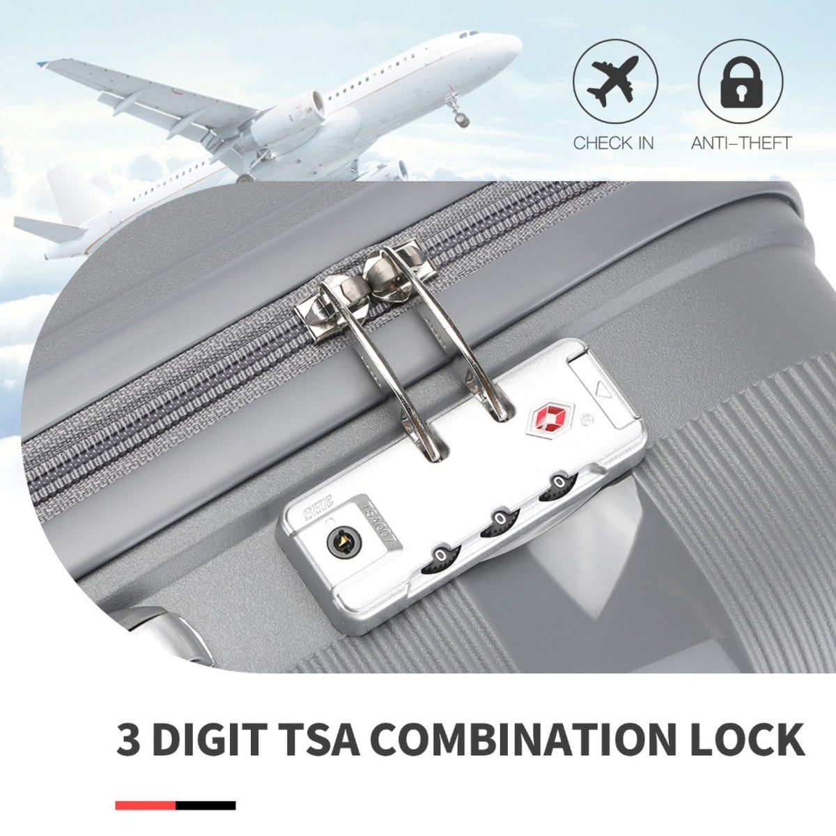 Kono 24" K2092L - Bright Hard Shell PP Suitcase - Classic Collection