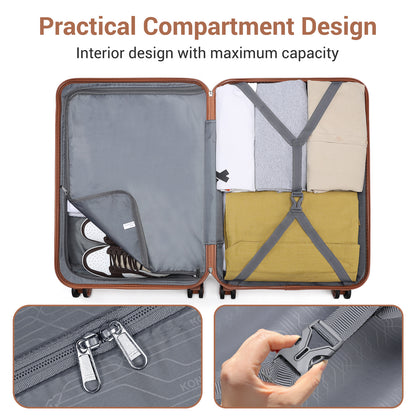K1871-1L - Kono ABS 24 Inch Sculpted Horizontal Design Suitcase