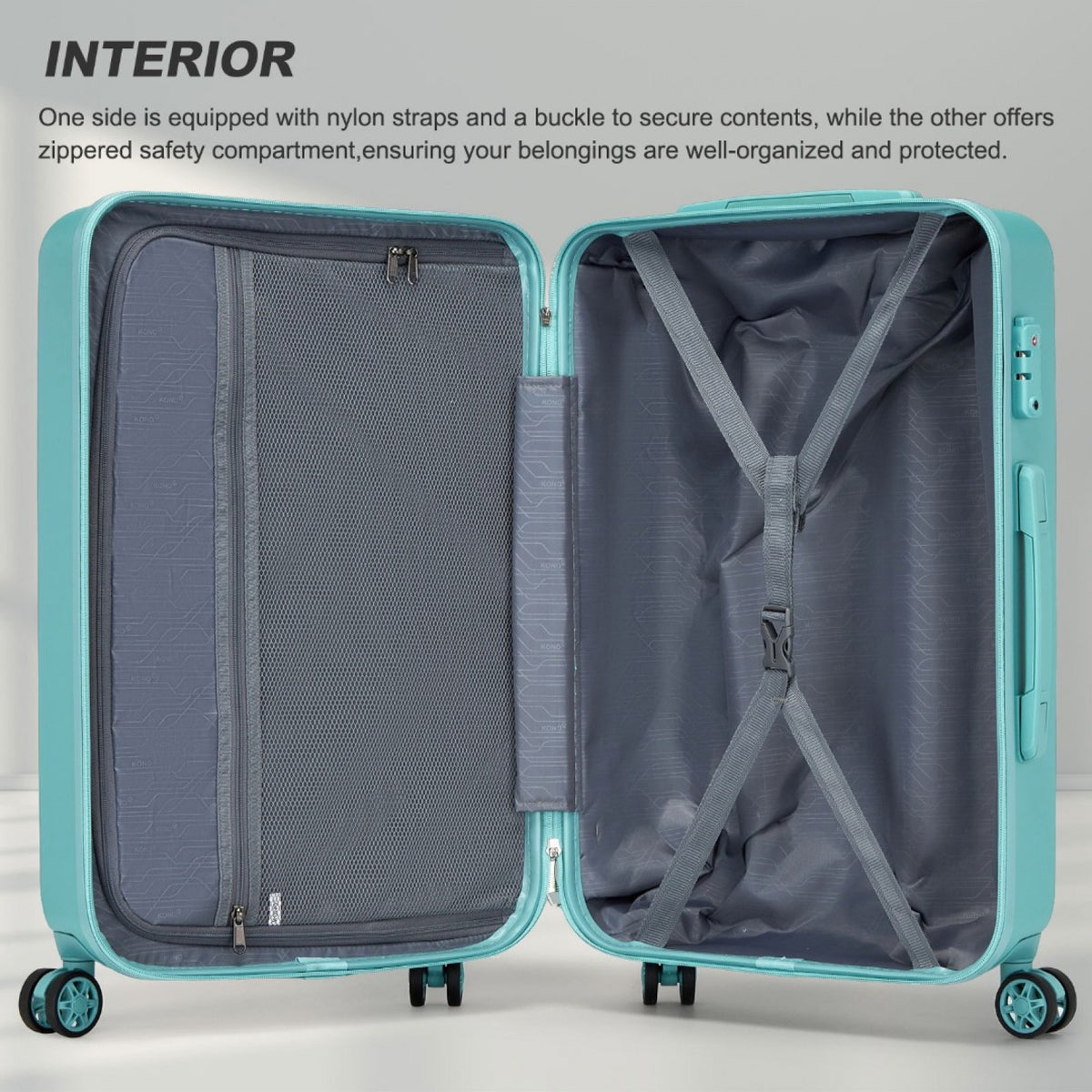 KSK2494 - Kono 28 Inch Minimalist Hard Shell ABS+PC Check-In Suitcase with TSA Lock 360° Spinner Wheels - Black