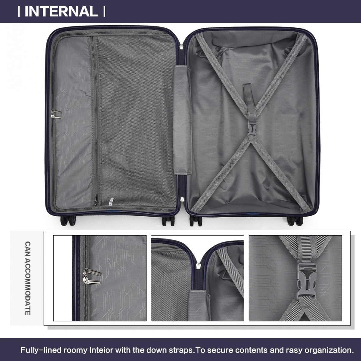 Kono 24" K2092L - Bright Hard Shell PP Suitcase - Classic Collection