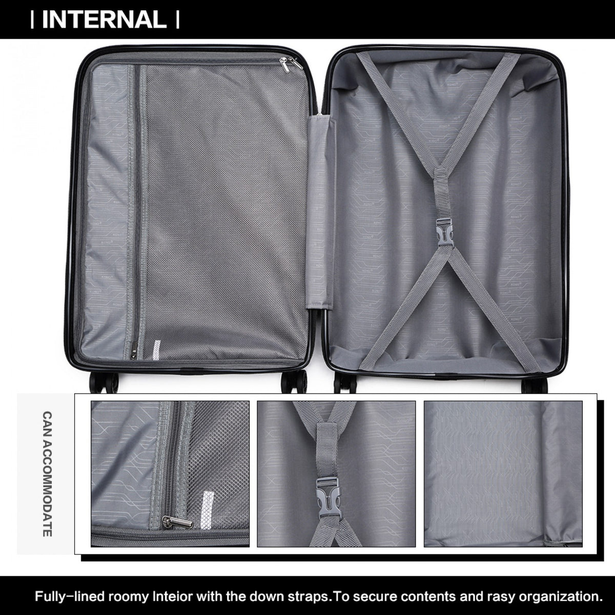 Kono 24" K2092L - Bright Hard Shell PP Suitcase - Classic Collection