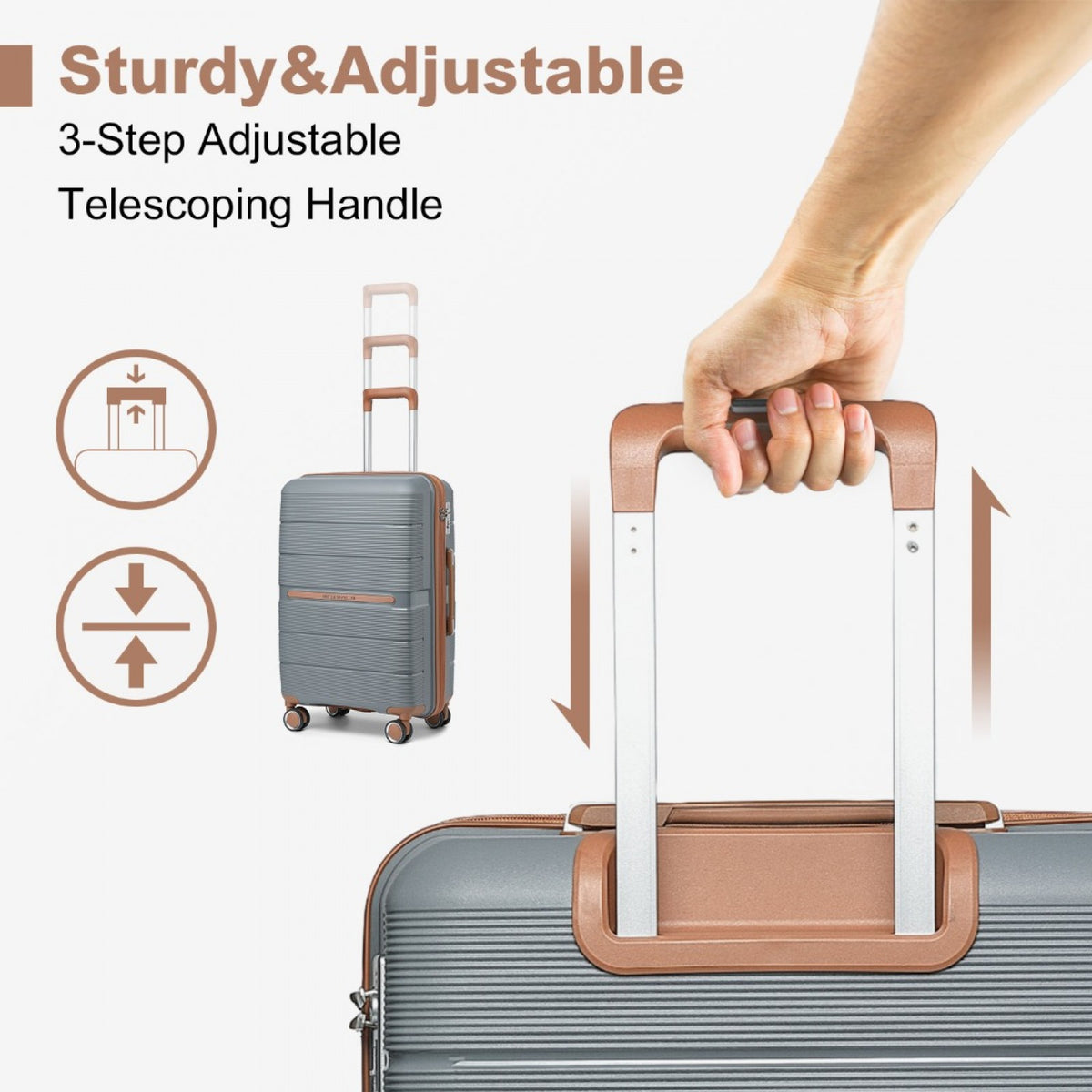 British Traveller K2392L - 3 Pcs Multi-Texture Polypropylene Hard Shell Suitcase With TSA Lock
