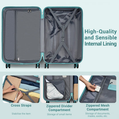 Kono 20" KSK2494 - Cabin Size Minimalist Hard Shell ABS+PC Carry-On Suitcase with TSA Lock 360° Spinner Wheels - Blue