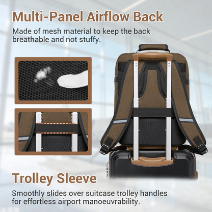BPK2551 - Kono Flexible Cabin Backpack 30×20×40-Fits 15.6" Laptop, Clamshell Access-Great for Holidays, Work Trips & Commuting