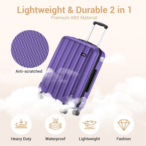 Purple lightweight hard shell suitcase with diamond-pattern anti-scratched surface texture