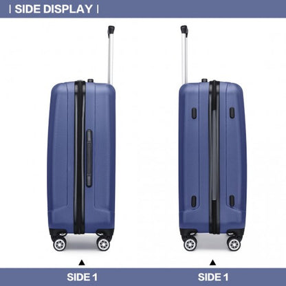 K1773-1L - Kono 24 Inch Striped ABS+PC Hard Shell Luggage with 360-Degree Spinner Wheels - Navy