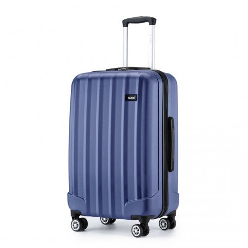 K1773-1L - Kono 24 Inch Striped ABS Hard Shell Luggage with 360-Degree Spinner Wheels - Navy